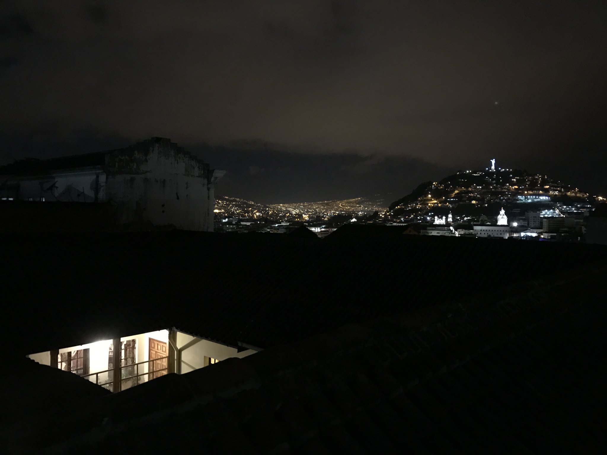 Night view from the roof of our Quito apartment building