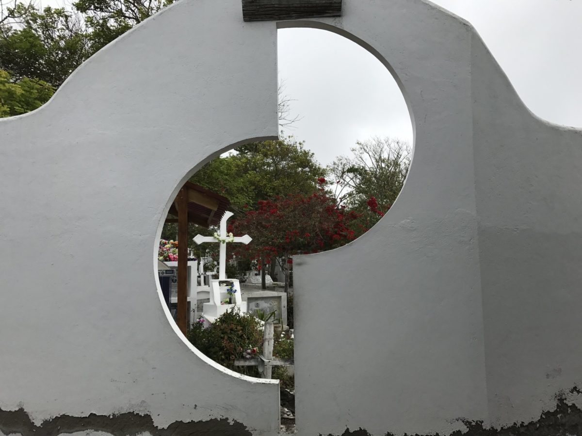 Back on terra firma, the ocean-themed town cemetery in Puerto Ayora