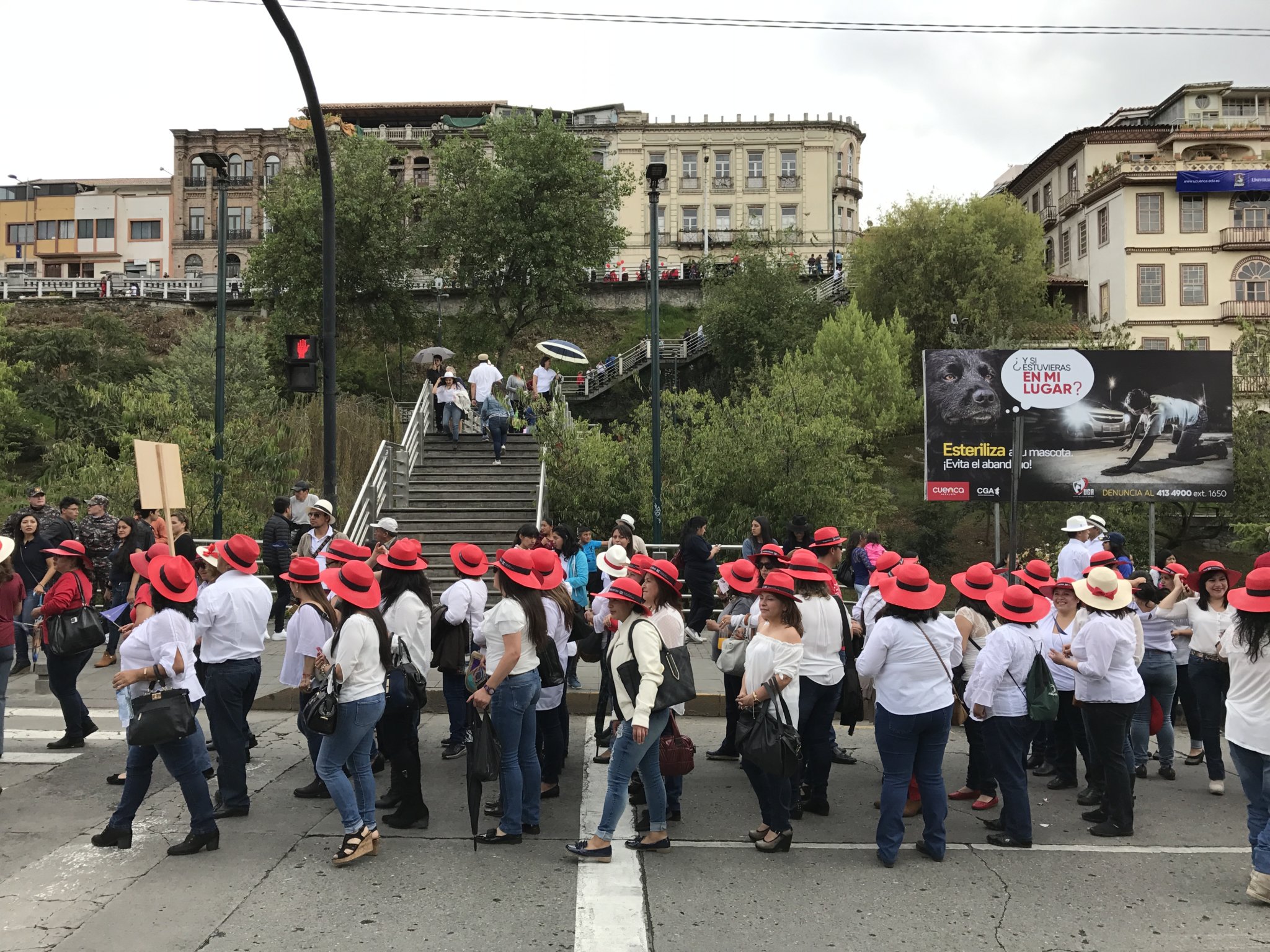 Just a few of the thousands of alumni of the Unversity of Cuenca parade through downtown to celebrate the school's 150th anniversary