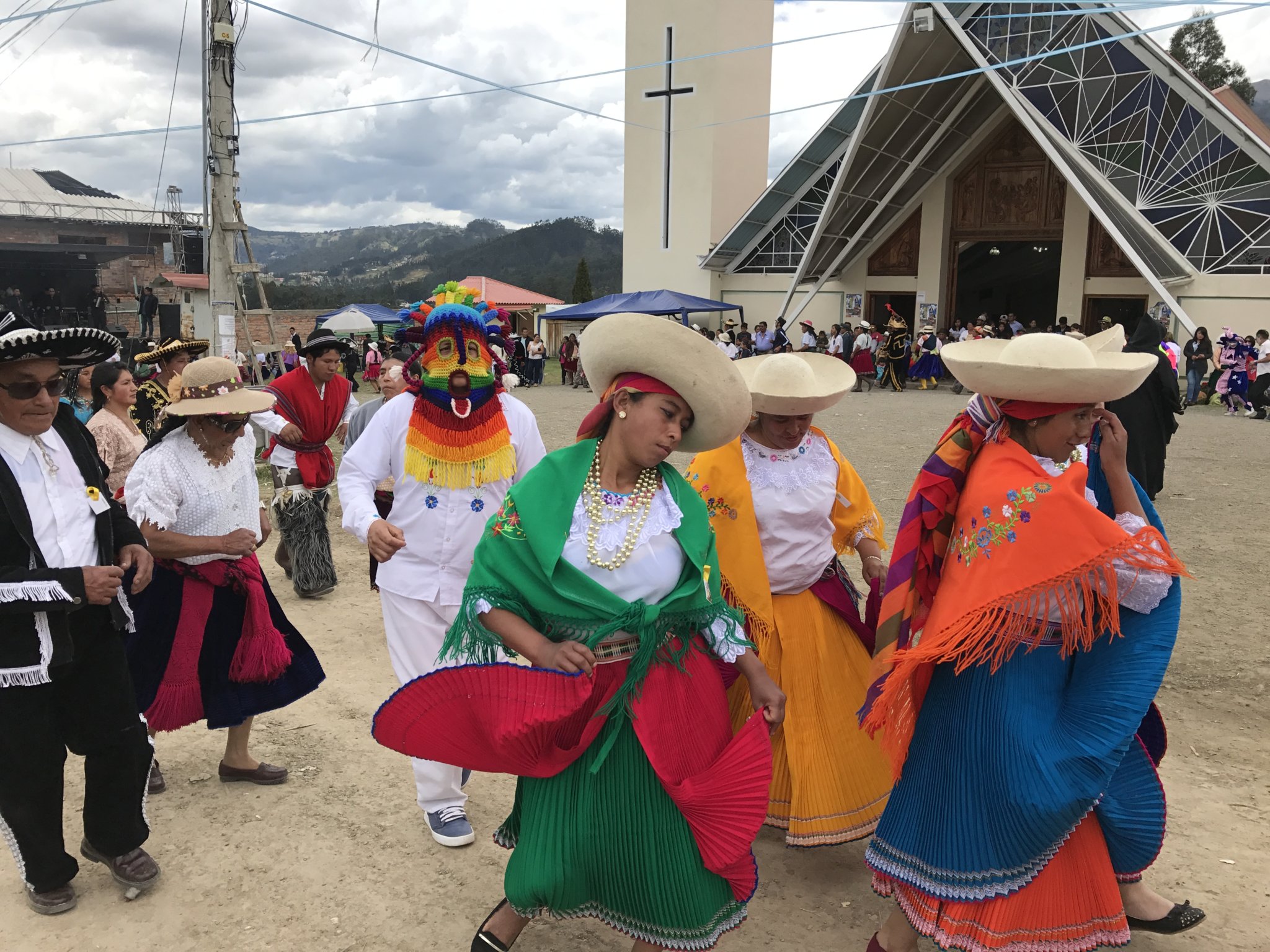 Celebrating the day of San Miguel in front of the local church of San Miguel de Putushi