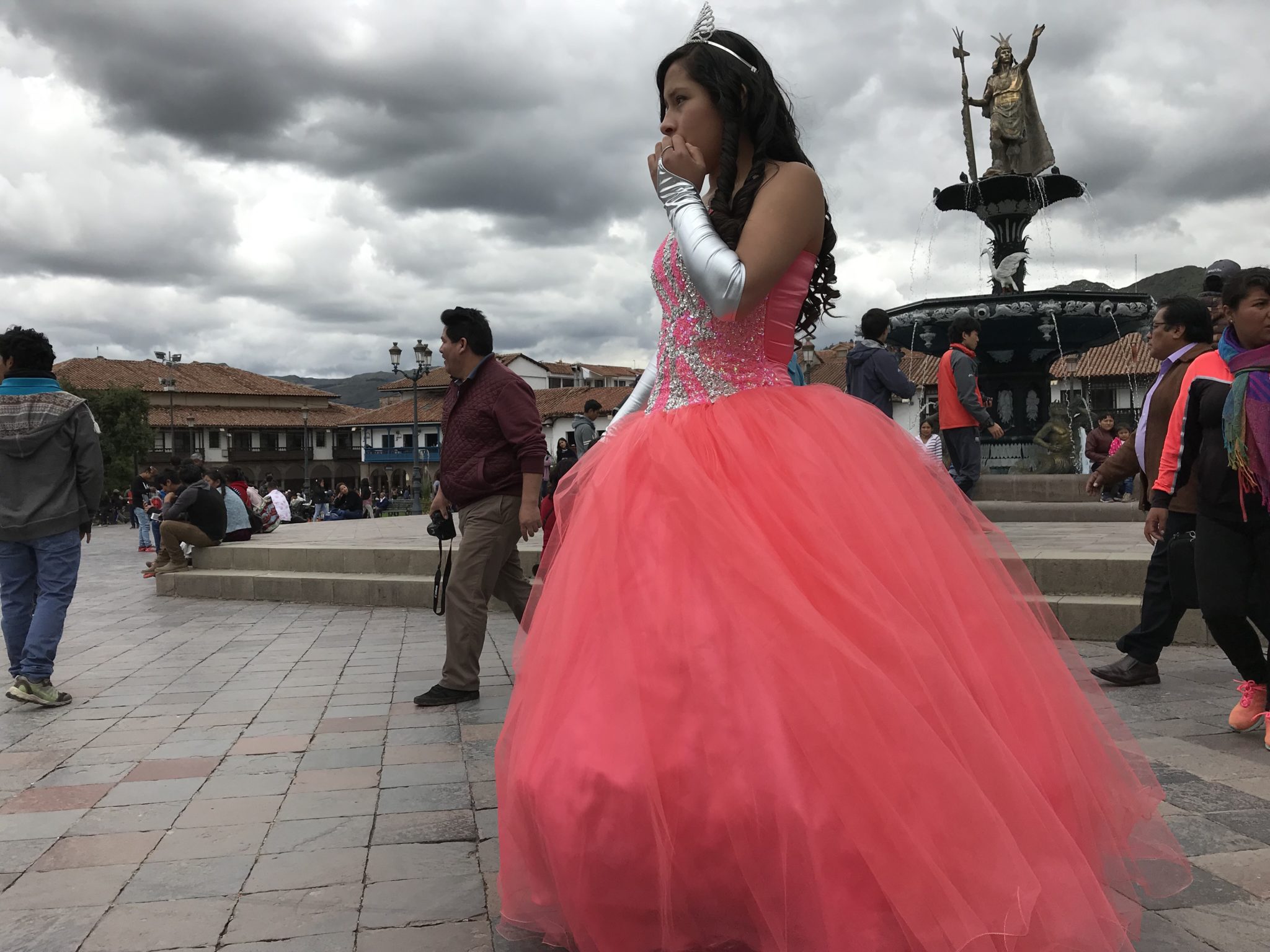 Statuesque in the main square, Cuzco, Peru