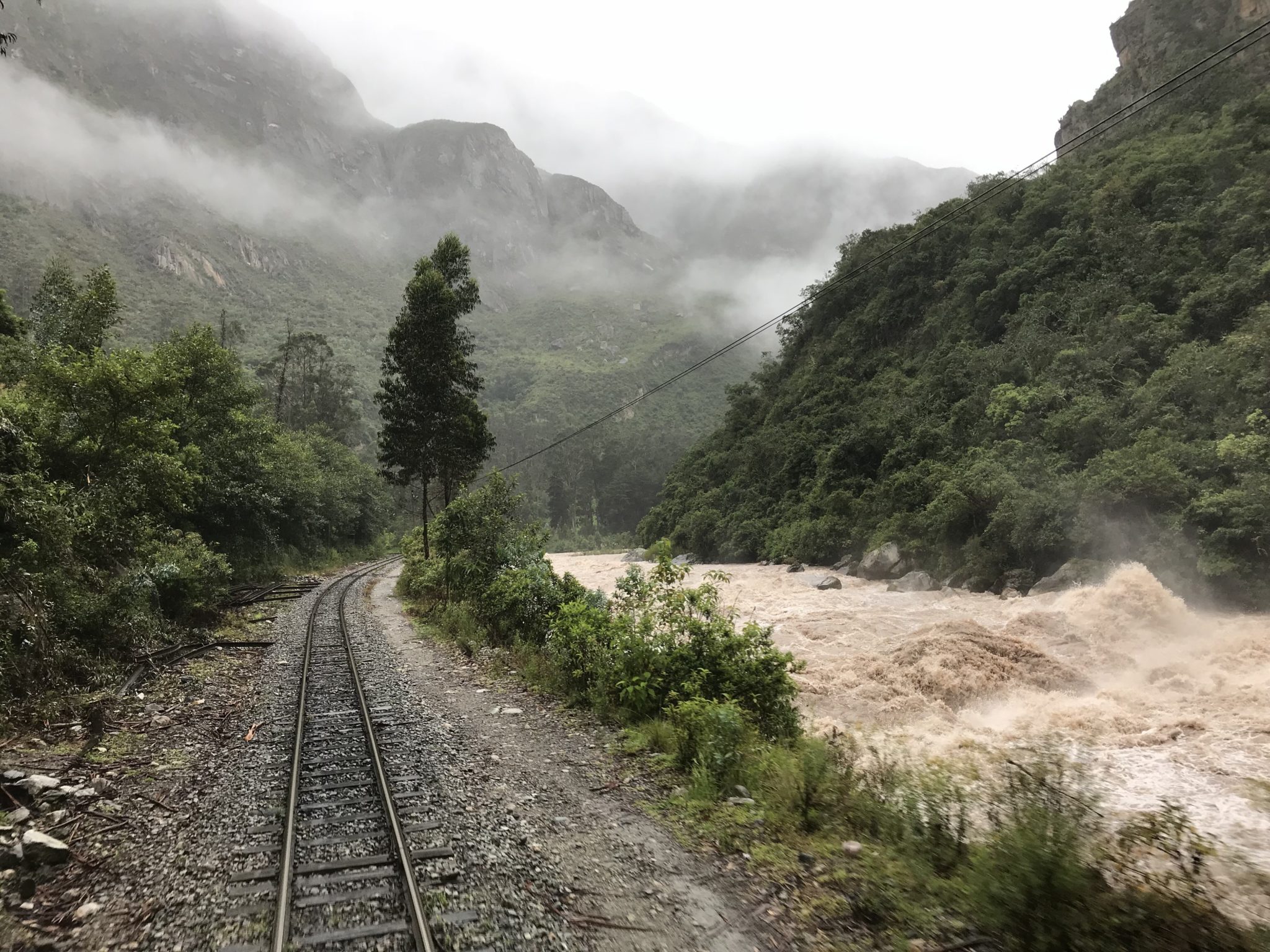 Angry river along the railway track to Machu Picchu